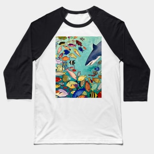 Shark and fishes Baseball T-Shirt